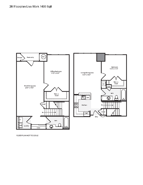 Floor plan for 2 beds, 2 baths, 1495 sqft